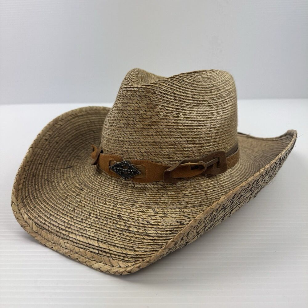 Stetson Rodeo Dr Monterrey Bay Straw Cowboy Hat 6 3/4 Western Palm Leaf - Picture 2 of 14